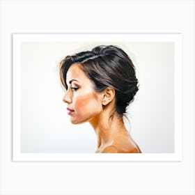 Side Profile Of Beautiful Woman Oil Painting 86 Art Print