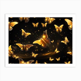 Golden Butterflies 19 Art Print