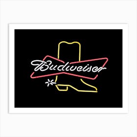 Budweiser Beer Neon Sign Texas Art Print