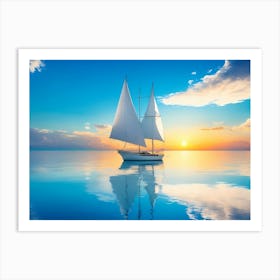 Sailboat At Sunset Art Print