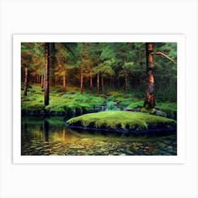 Lake In The Forest Art Print