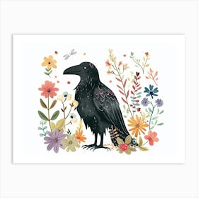 Little Floral Raven Art Print