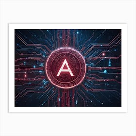 Abstract Image Of A Glowing Red Letter A Inside A Circular Structure Art Print