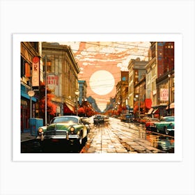 Sunset On The Street Art Print