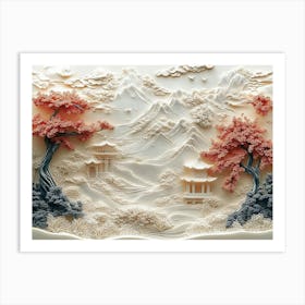 Beautiful 3d Chinese Landscape Art Print