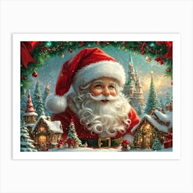 A Vividly Fluffy Red Santa Hat Brimming With Soft White Faux Fur Domes The Top In A Merry Celeb (3) Art Print