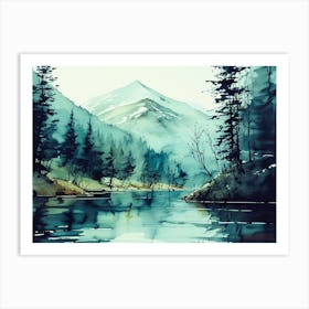 Mountain Forest Alcohol Ink Art Print