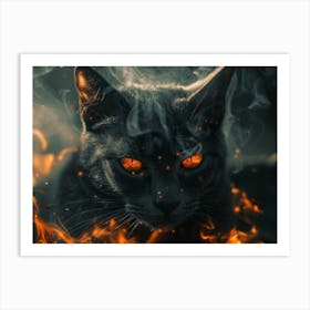 Black Cat On Fire Art Print