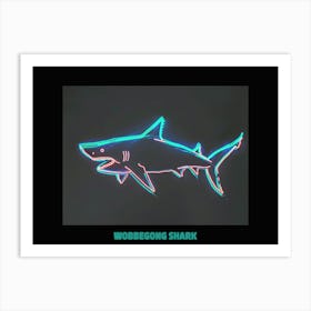 Neon Aqua Wobbegong Shark 5 Poster Art Print