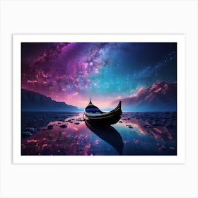 Starry Night Boat Night Gondola Art Print