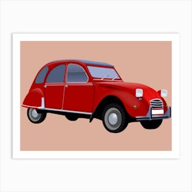 Red Citroen Car Art Print