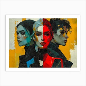 Abstract Woman Faces In Geometric Harmony 15 Art Print