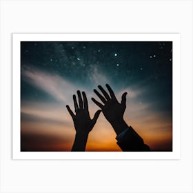 Couple Holding Hands In The Sky Art Print