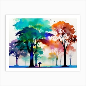 Watercolor Of Trees 9 Art Print