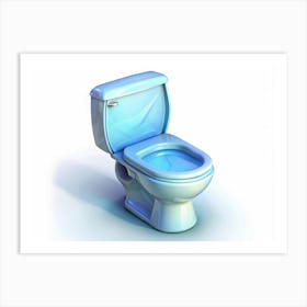 Blue Toilet With Open Lid Art Print