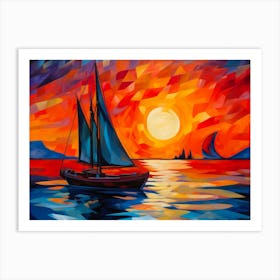 Azure Sail In Fauvist Style Art Print