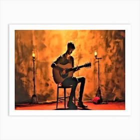 Acoustics On The Stage - Acoustic Guitar Player Art Print