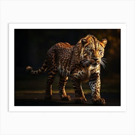 Leopard Walking In The Dark Art Print