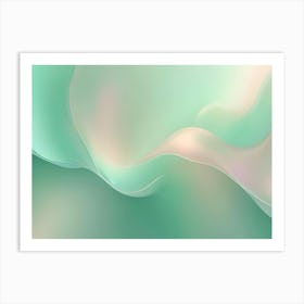 A Soft, Green And Peach Colored Background With Flowing, Wave Like Shapes Art Print