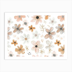 Peach Flowers 1 Art Print