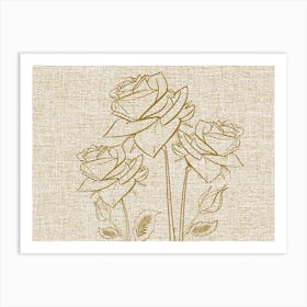 Linen Roses Line Art Art Print