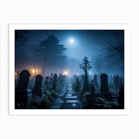 Graveyard At Night 3 Art Print