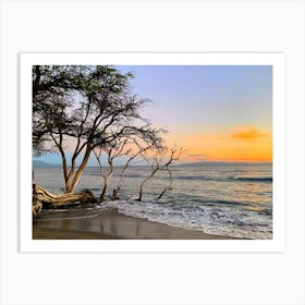 Sunset On A Beach At The Side Of The Road In Maui (Hawaii Series) Art Print