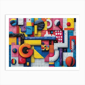 SynthGeo Shapes: A Cartoon Abstraction Abstract Painting 8 Art Print