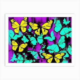 Butterflies On A Purple Background 1 Art Print