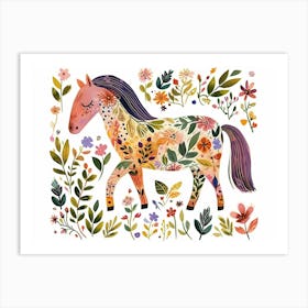 Little Floral Horse 1 Art Print