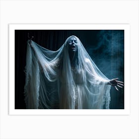 Halloween Themed Photo Of A Translucent Ghostly Figure Draped In A Veil Representing Religion And Pa 2 Art Print