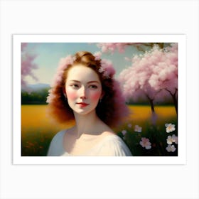 Lady With Flowers In Hair 4 Art Print