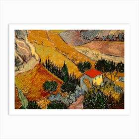 Landscape With House And Ploughman, 1889 By Vincent Van Gogh Art Print