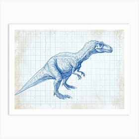 Detailed Allosaurus Dinosaur Blueprint Art Print