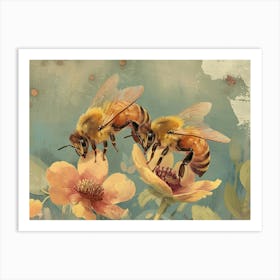 Floral Animal Illustration Honey Bee 3 Art Print