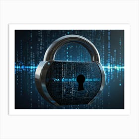 Padlock On A Digital Background Art Print