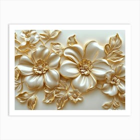 Gold Flowers 43 Art Print