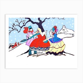 Christmas Choir Is Singing On A Snow Art Print