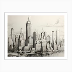 New York Drawing Watercolor 7 Art Print