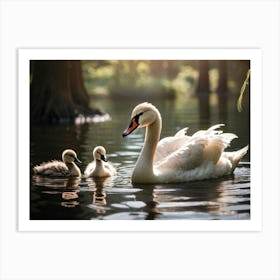 Swan Family Art Print