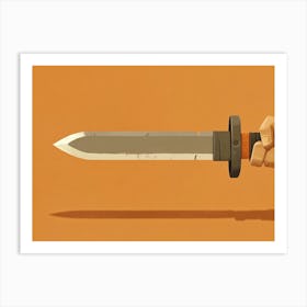 Hand Holding A Cartoon Sword Art Print