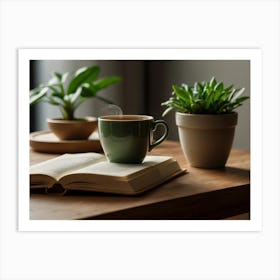 Cup Of Coffee And A Book Art Print