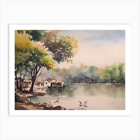 Houses By The River Art Print