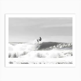 Black And White Surfer Art Print