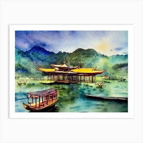 Whispers Of The Lake Pavilion  Art Print