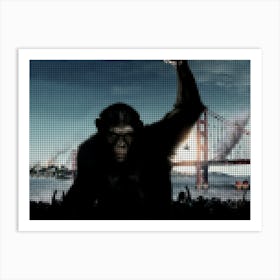 Planet Of The Apes In A Pixel Dots Art Style Art Print