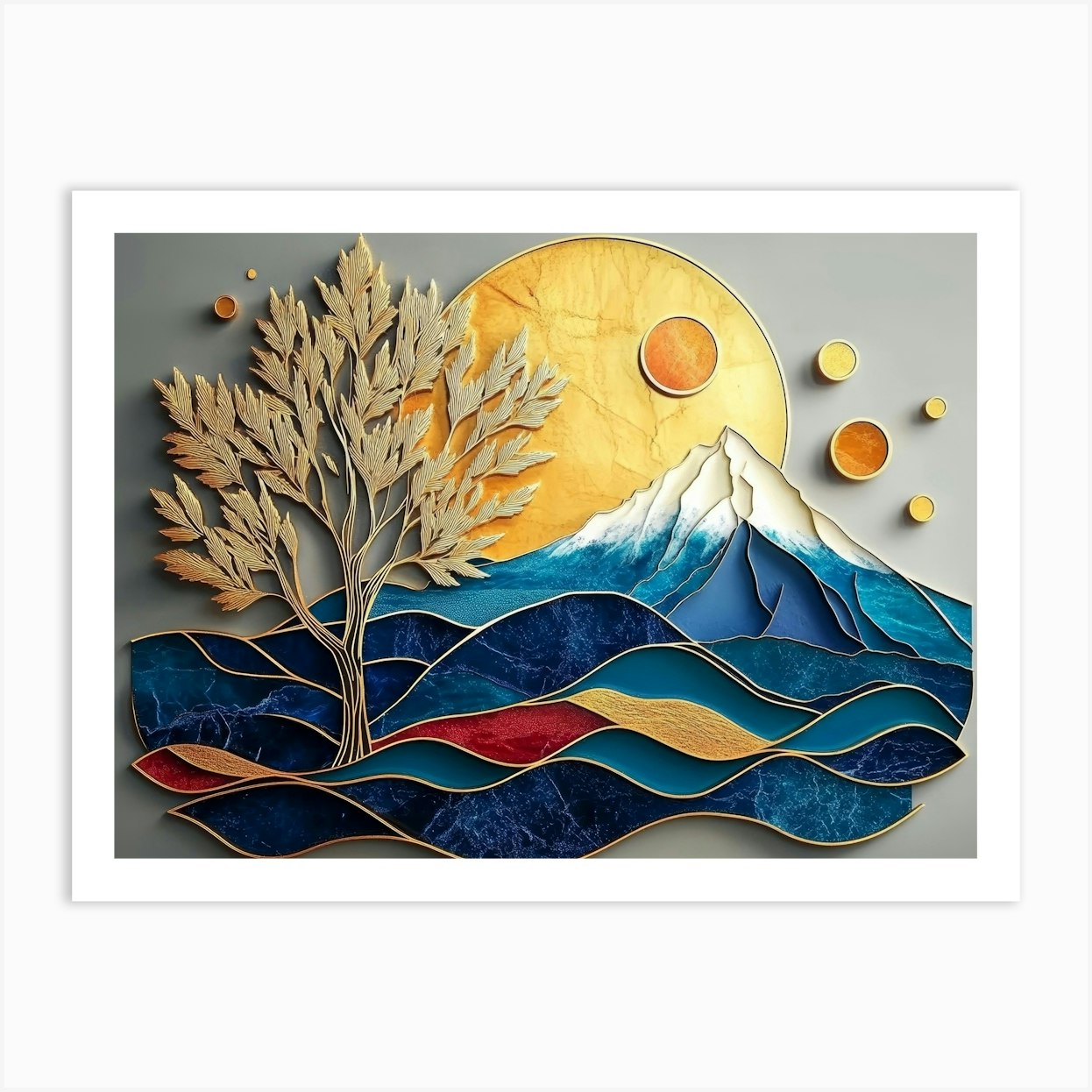 Mountain Tree Wall Art Art Print by Divine Studio