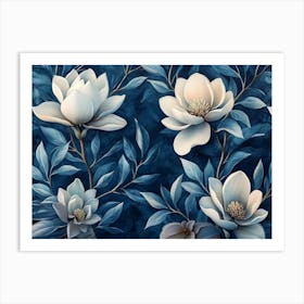 Luxurious 3D magnolia tropical flowers Art Print