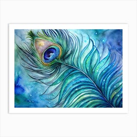 Watercolor Peacock Feather Art Print