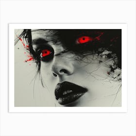 Cracked Realities: Red Ink Rendition Inspired by Chevrier and Gillen: Devil Eyes Art Print
